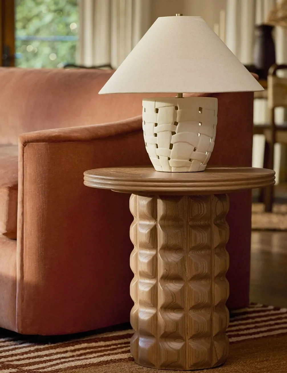 Carved Pedestal Side Table — 1