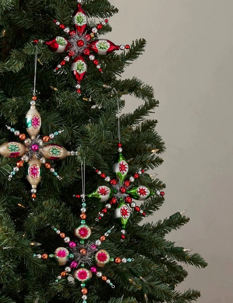 Jewel-Tone Starburst Glass Ornament Set — 1